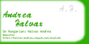 andrea halvax business card